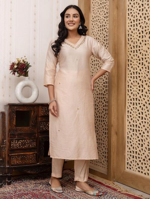 women three quarter sleeve straight kurta - 21785545 -  Standard Image - 0