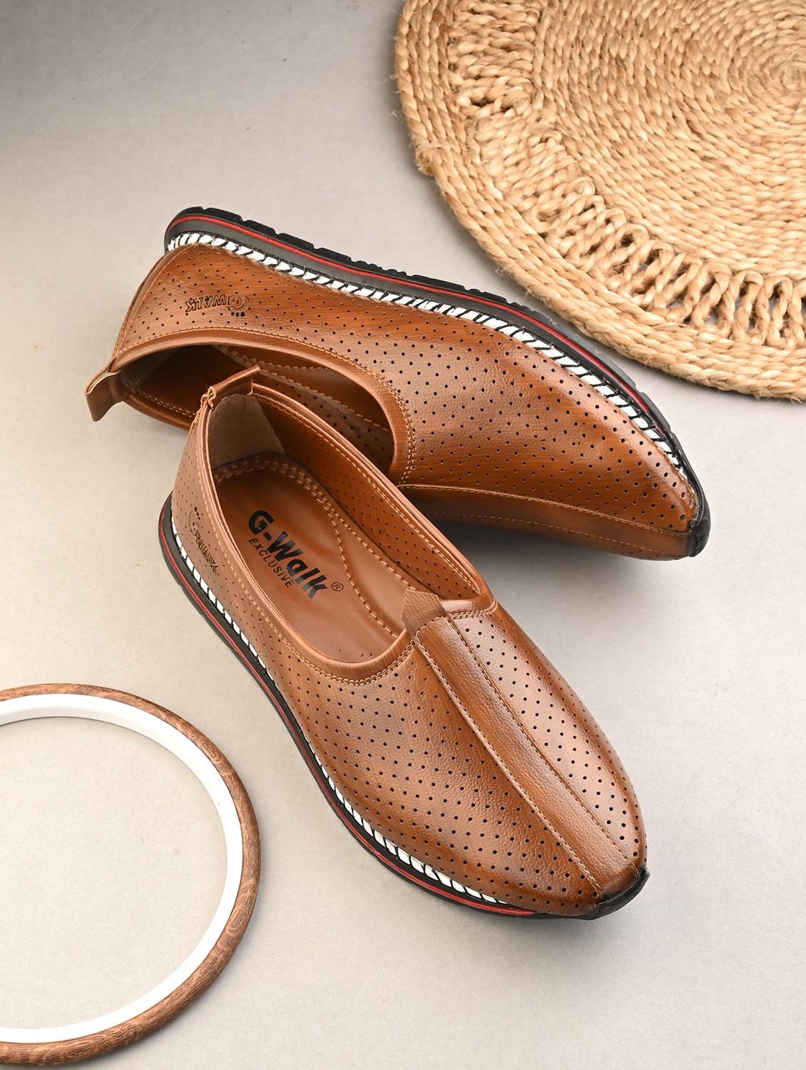 men tan cut work juti - 21785657 -  Zoom Image - 0
