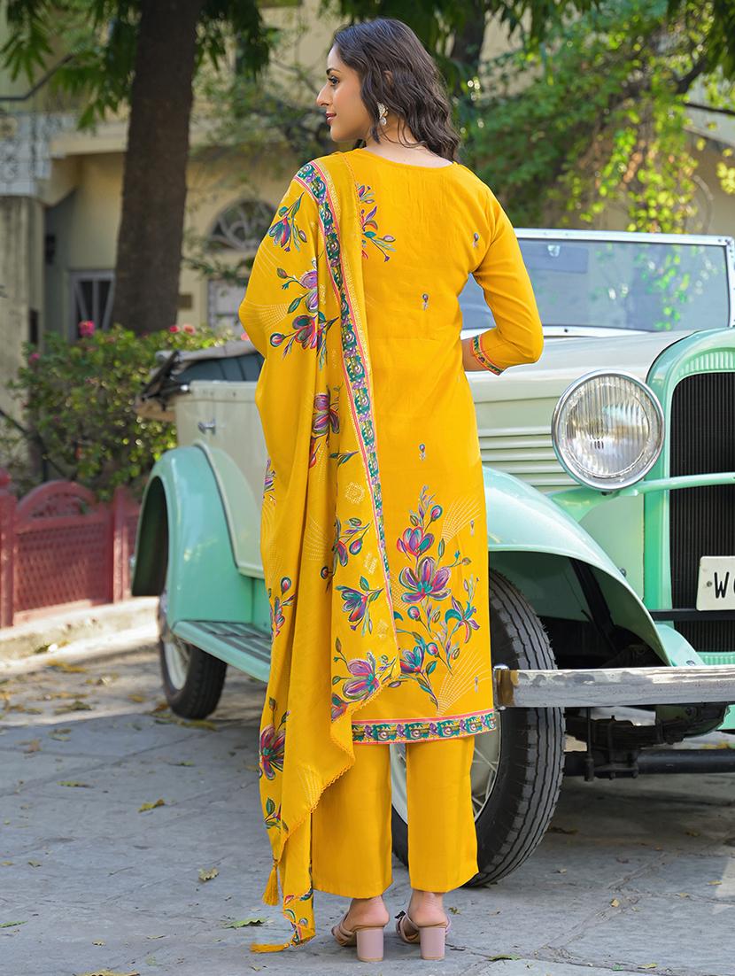 women three quarter sleeve kurta pant with dupatta set - 21785660 - Standard Image - 2