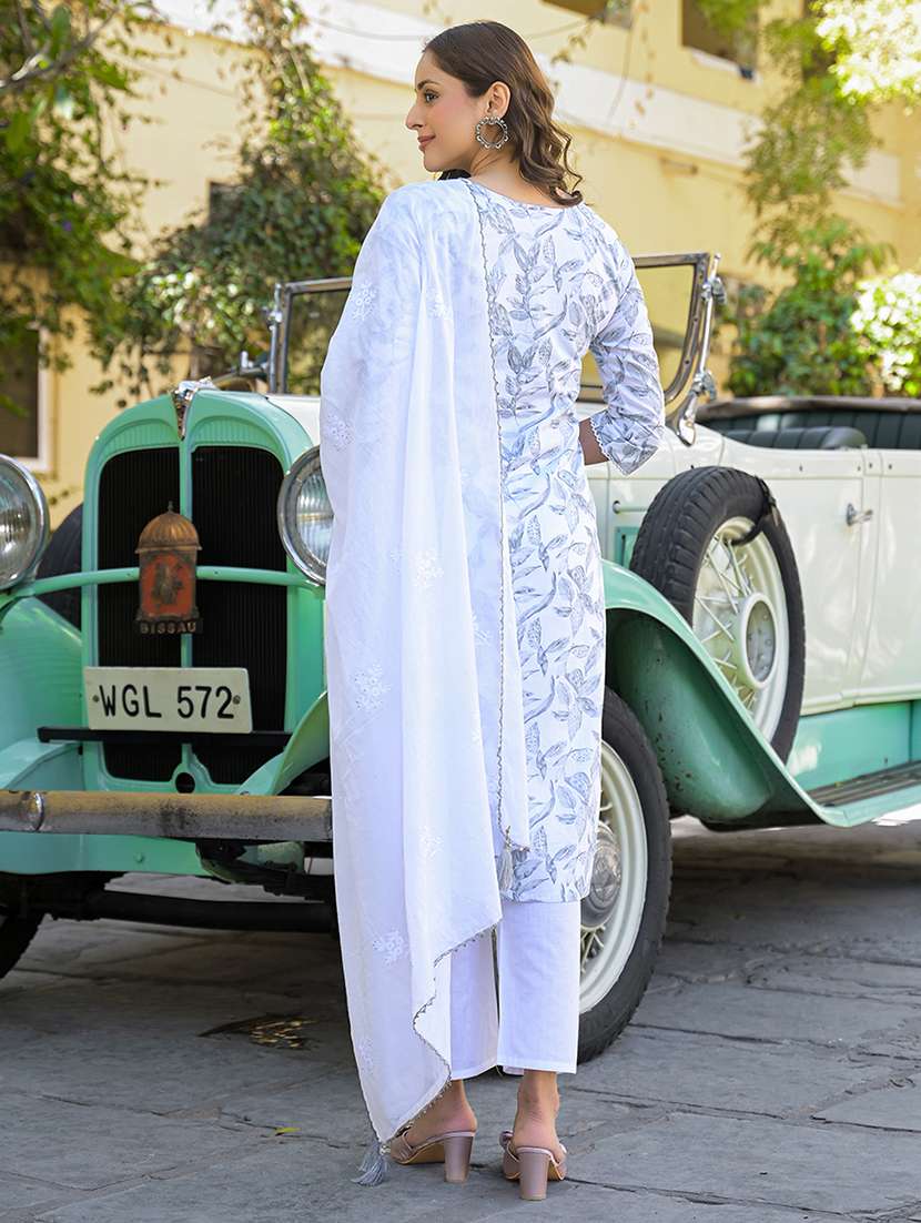 women three quarter sleeve kurta pant with dupatta set - 21785666 -  Standard Image - 2