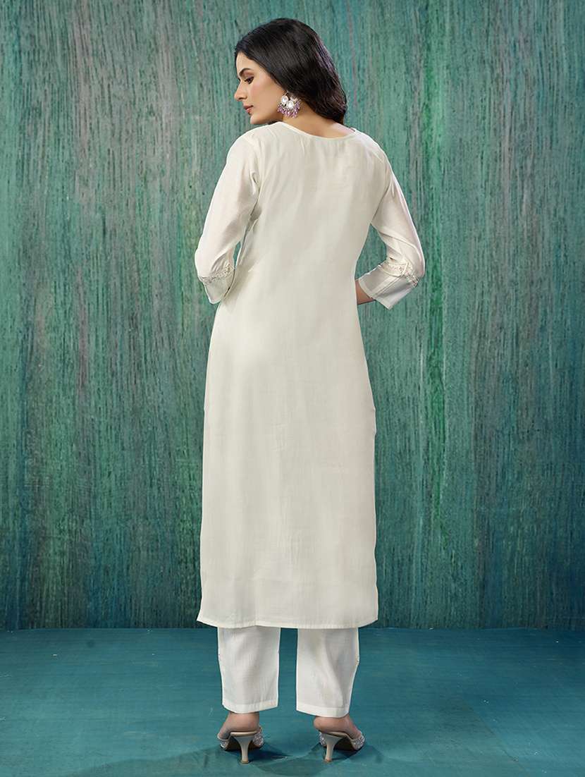 women three quarter sleeve kurta pant with dupatta set - 21785668 -  Standard Image - 2