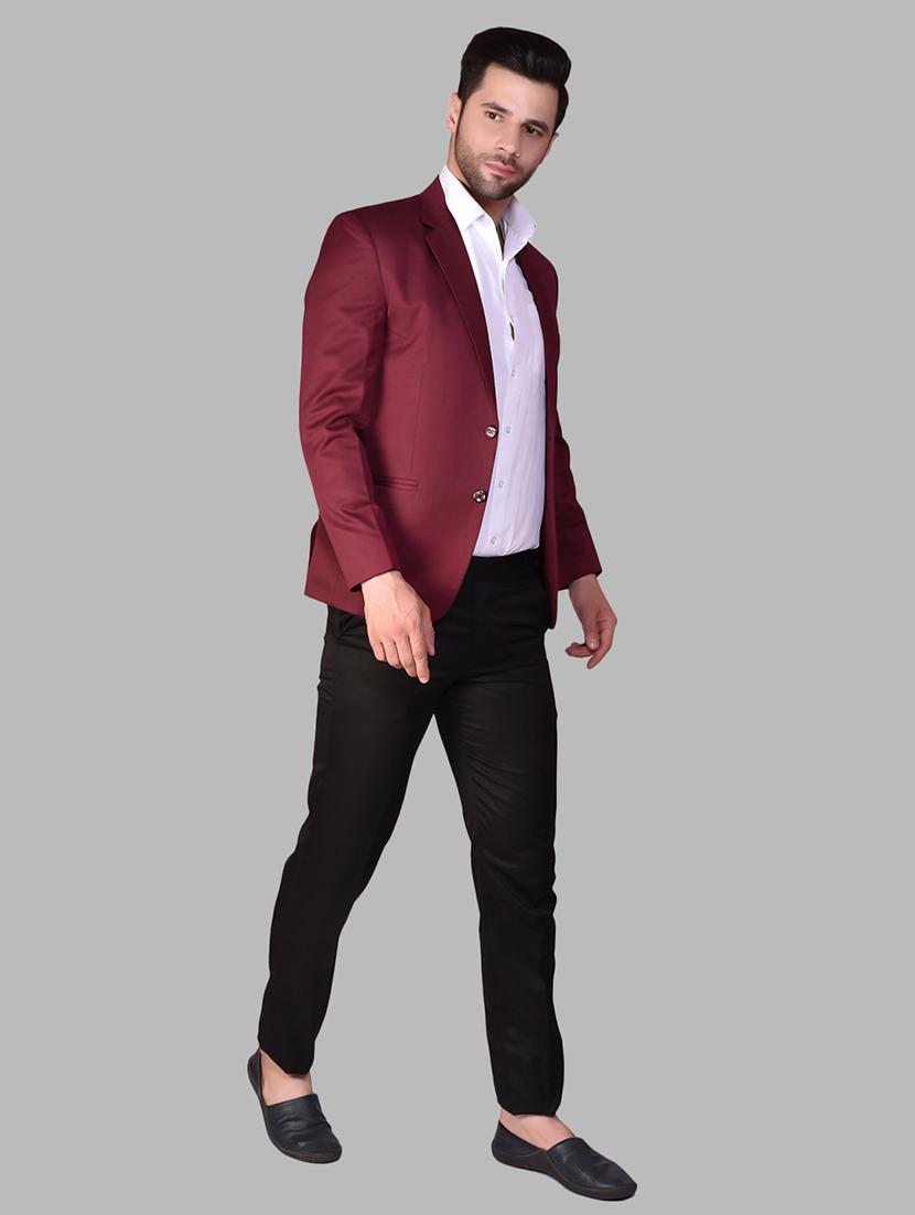 men solid lapel collar single breasted blazer - 21785875 - Standard Image - 2