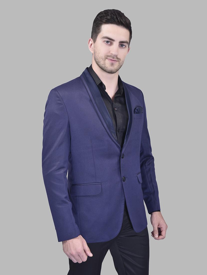 blue cotton blend single breasted casual blazer - 21785892 - Standard Image - 2