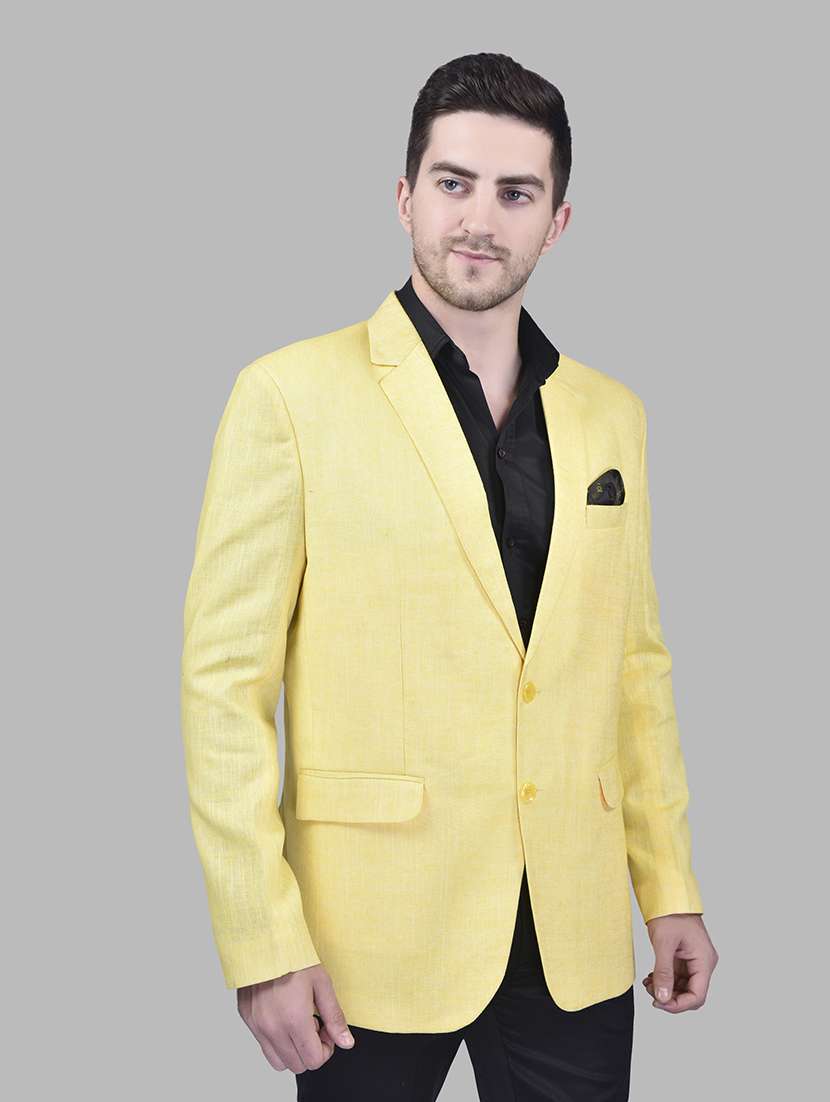 men solid lapel collar single breasted casual blazer - 21785910 - Standard Image - 2