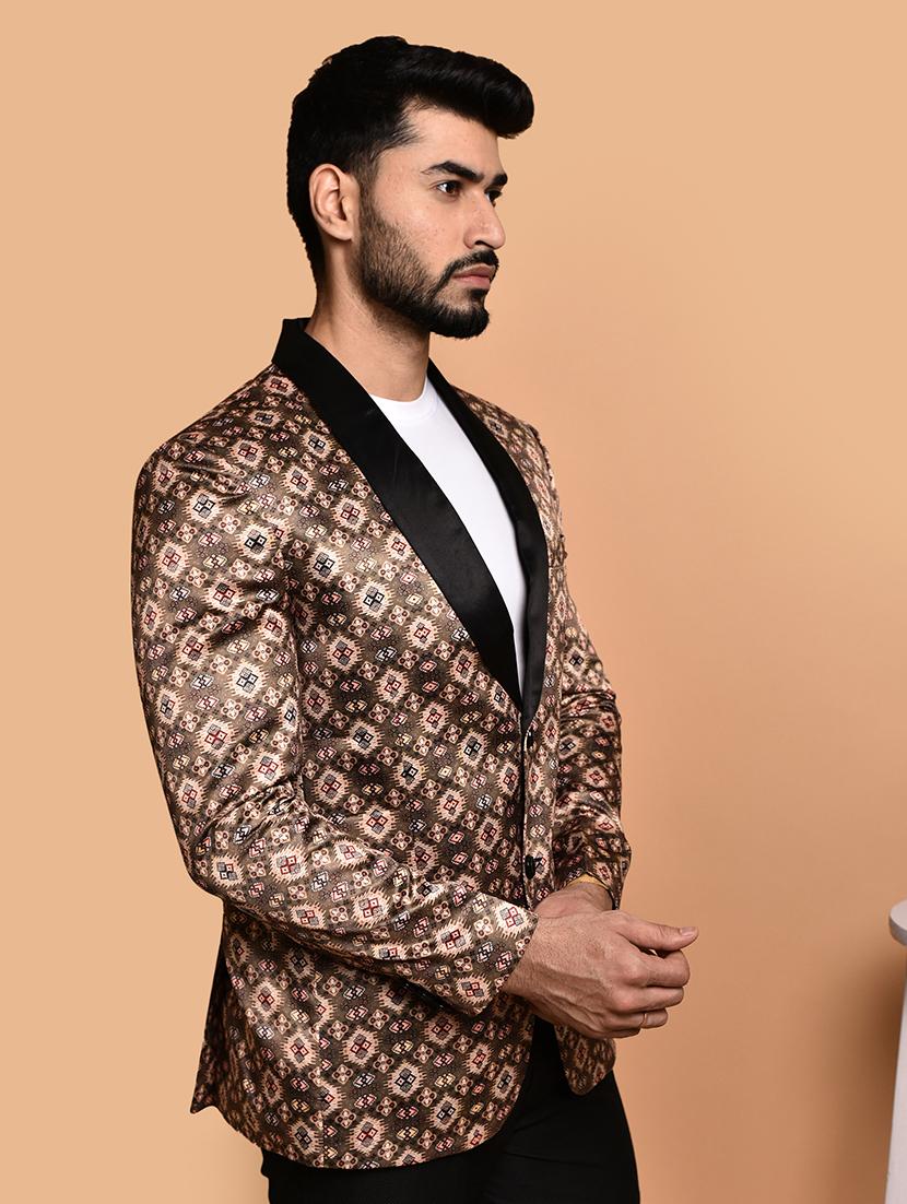men long sleeves printed single breasted casual blazer - 21785949 - Standard Image - 2