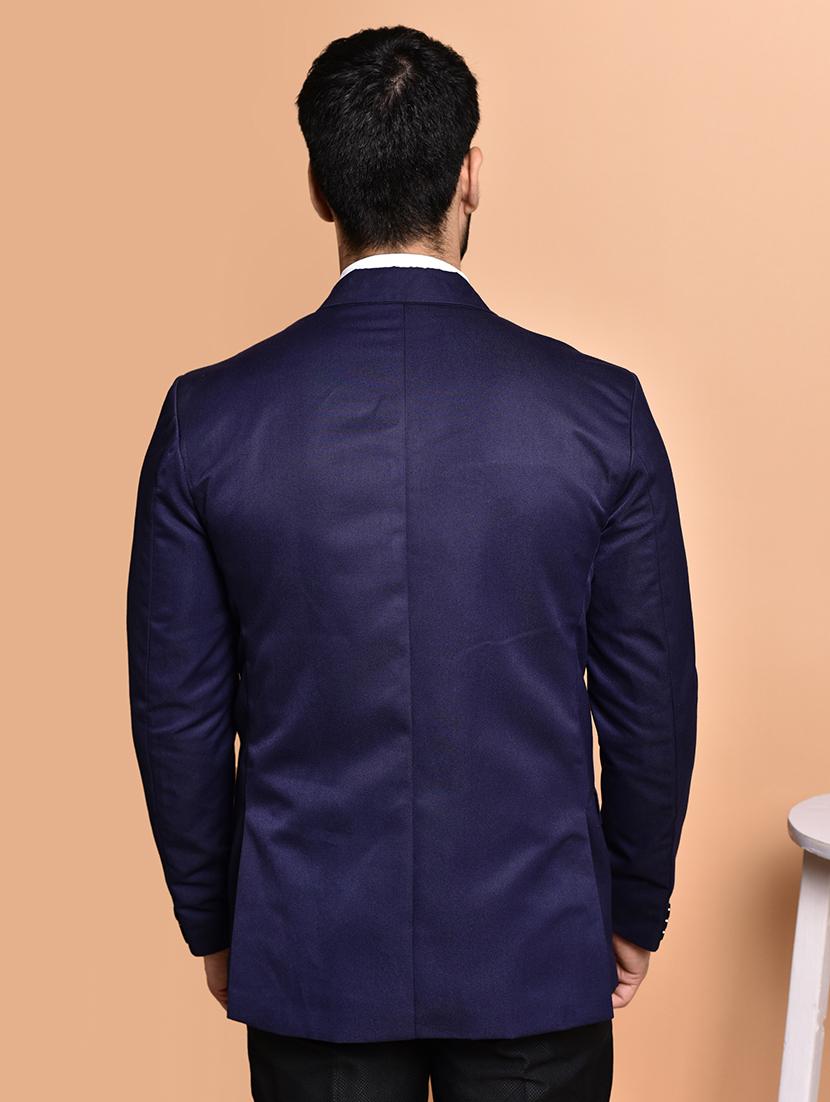 men solid lapel collar single breasted casual blazer - 21785962 - Standard Image - 2