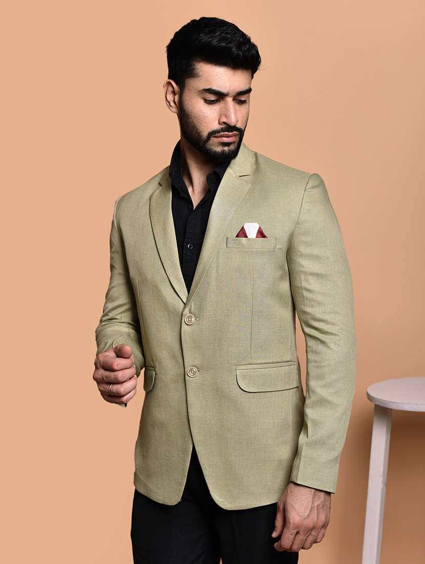 men solid lapel collar single breasted casual blazer - 21785964 - Standard Image - 2