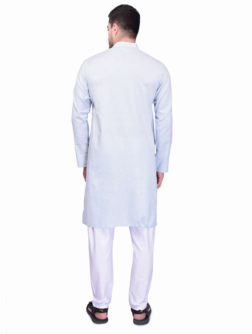 men solid mandarin neck kurta pyjama set - 21785969 -  Standard Image - 2