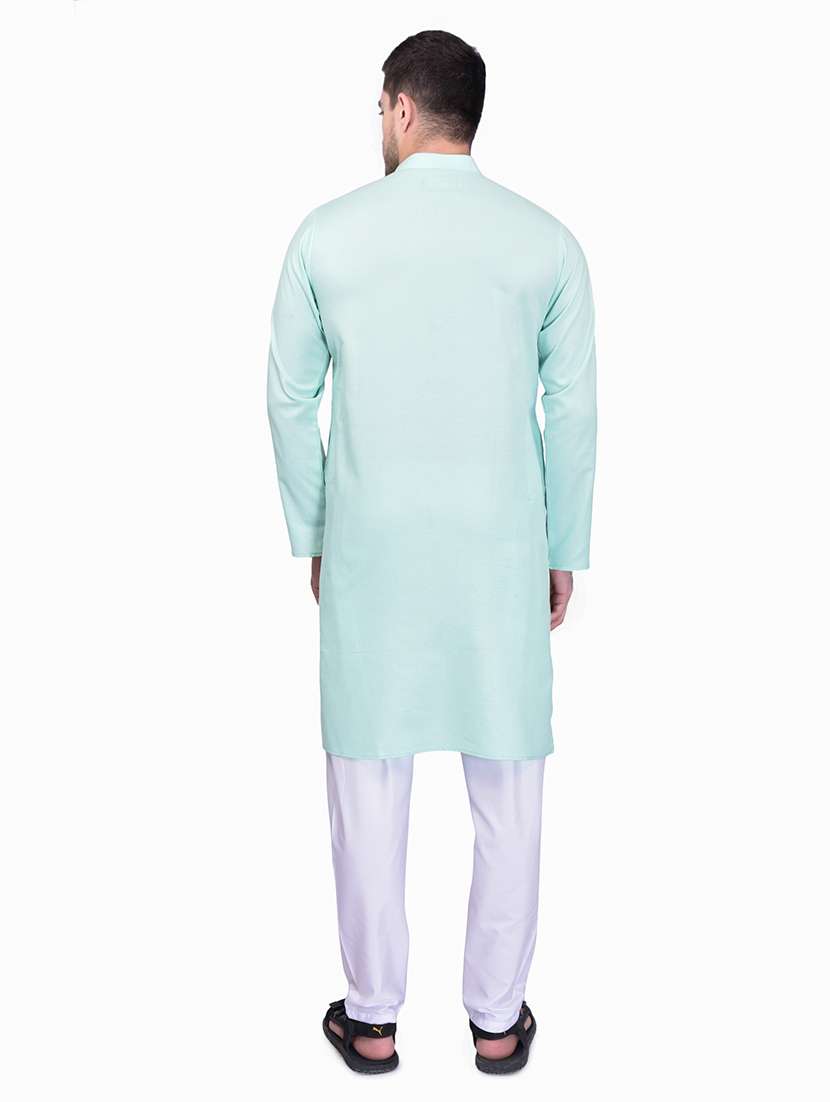 men solid mandarin neck kurta pyjama set - 21785970 -  Standard Image - 2