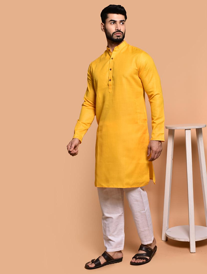 men solid mandarin neck kurta pyjama set - 21785976 - Zoom Image - 0