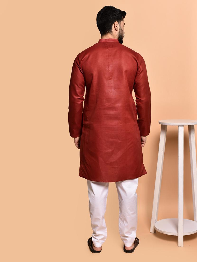 men solid mandarin neck kurta pyjama set - 21785977 - Standard Image - 2
