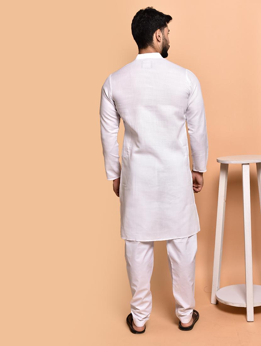 men solid mandarin neck kurta pyjama set - 21785979 - Standard Image - 2