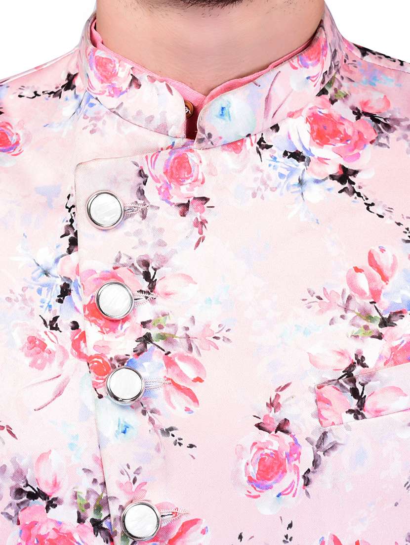 men solid mandarin neck kurta pyjama set with jacket - 21785987 -  Standard Image - 2