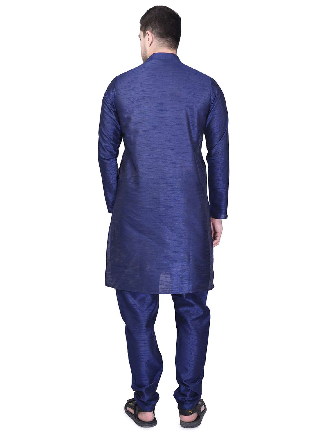 men solid mandarin neck kurta pyjama set - 21786104 - Standard Image - 2