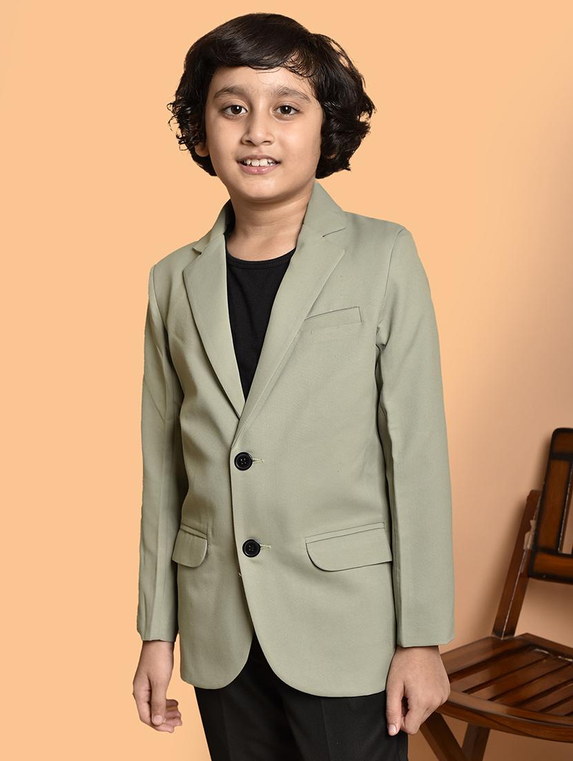 boys solid lapel neck casual blazer - 21786220 - Standard Image - 2
