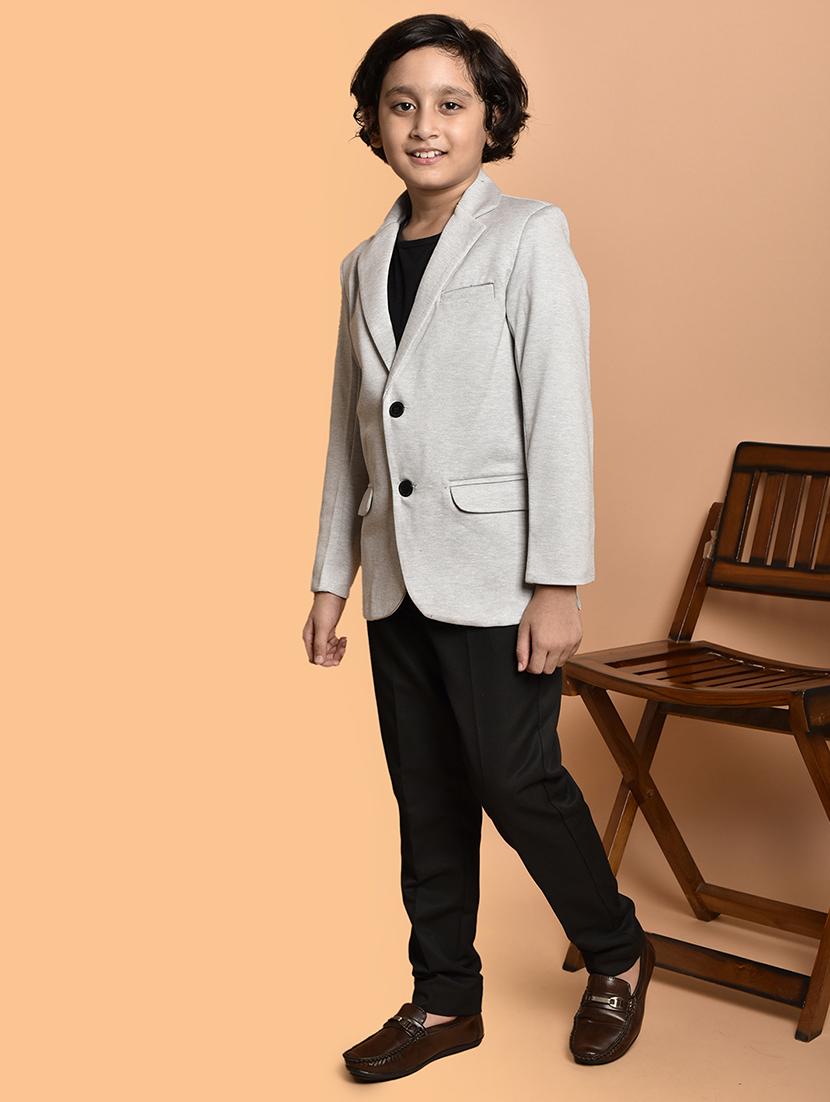 boys long sleeves solid single breasted blazer - 21786227 - Standard Image - 2