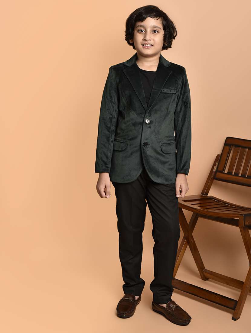 boys solid lapel neck long sleeves blazer