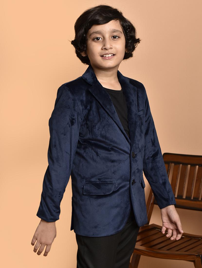 boys solid lapel neck long sleeves blazer - 21786243 - Standard Image - 2