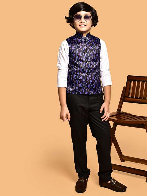 boys printed mandarin neck nehru jacket - 21786268 -  Standard Image - 0