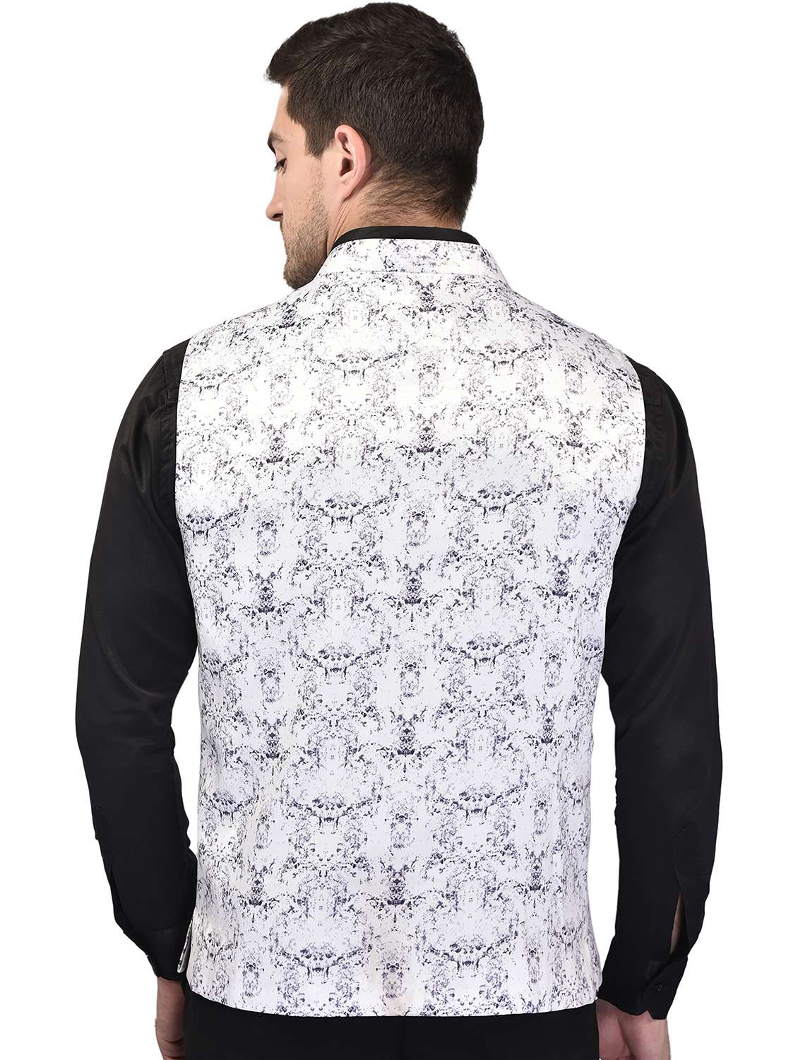 men printed mandarin neck nehru jacket - 21786292 -  Standard Image - 2