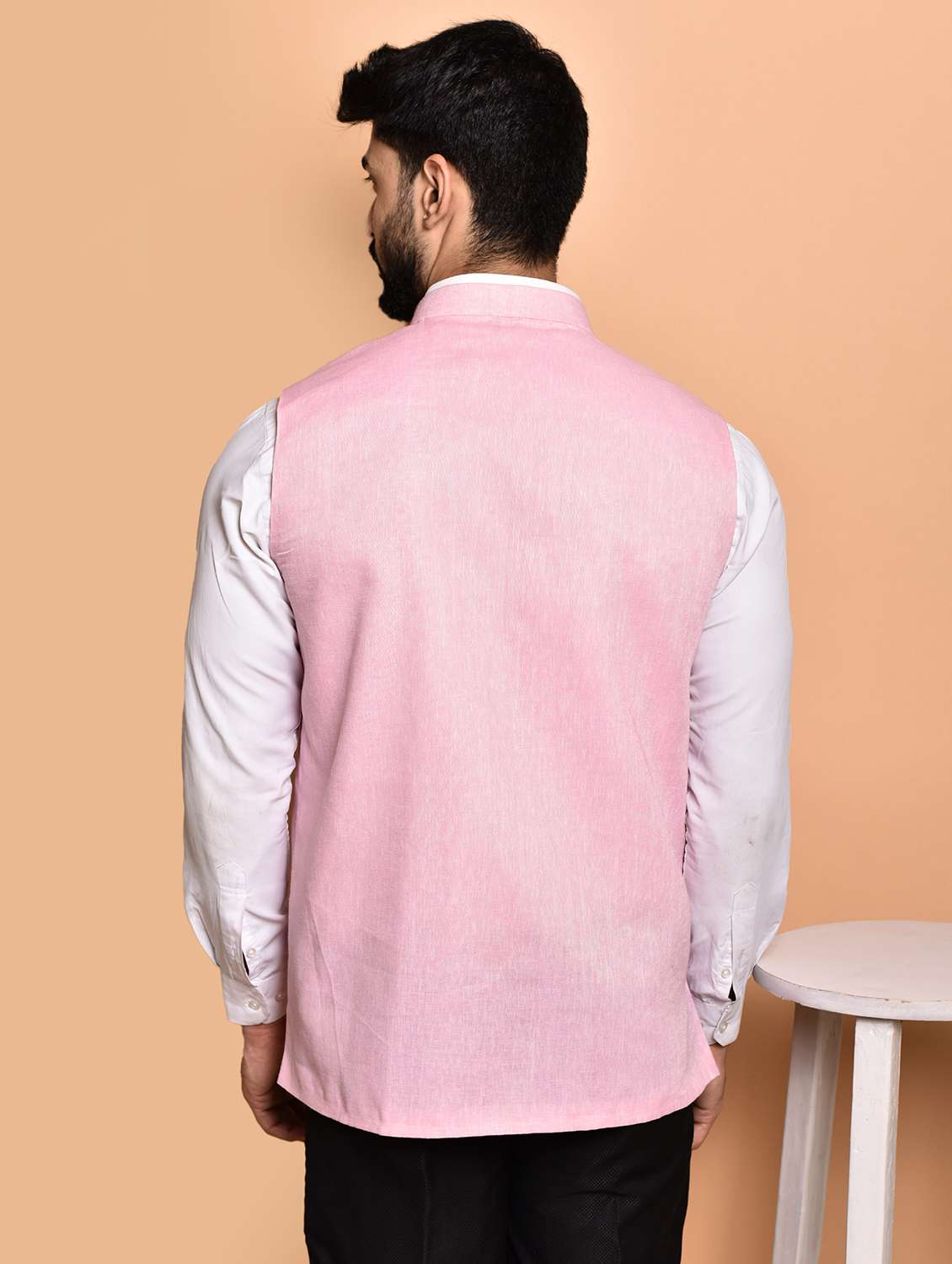 men solid mandarin neck regular fit nehru jacket - 21786324 - Standard Image - 2