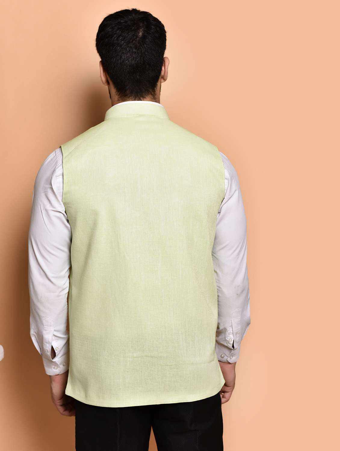 men solid mandarin neck regular fit nehru jacket - 21786330 -  Standard Image - 2
