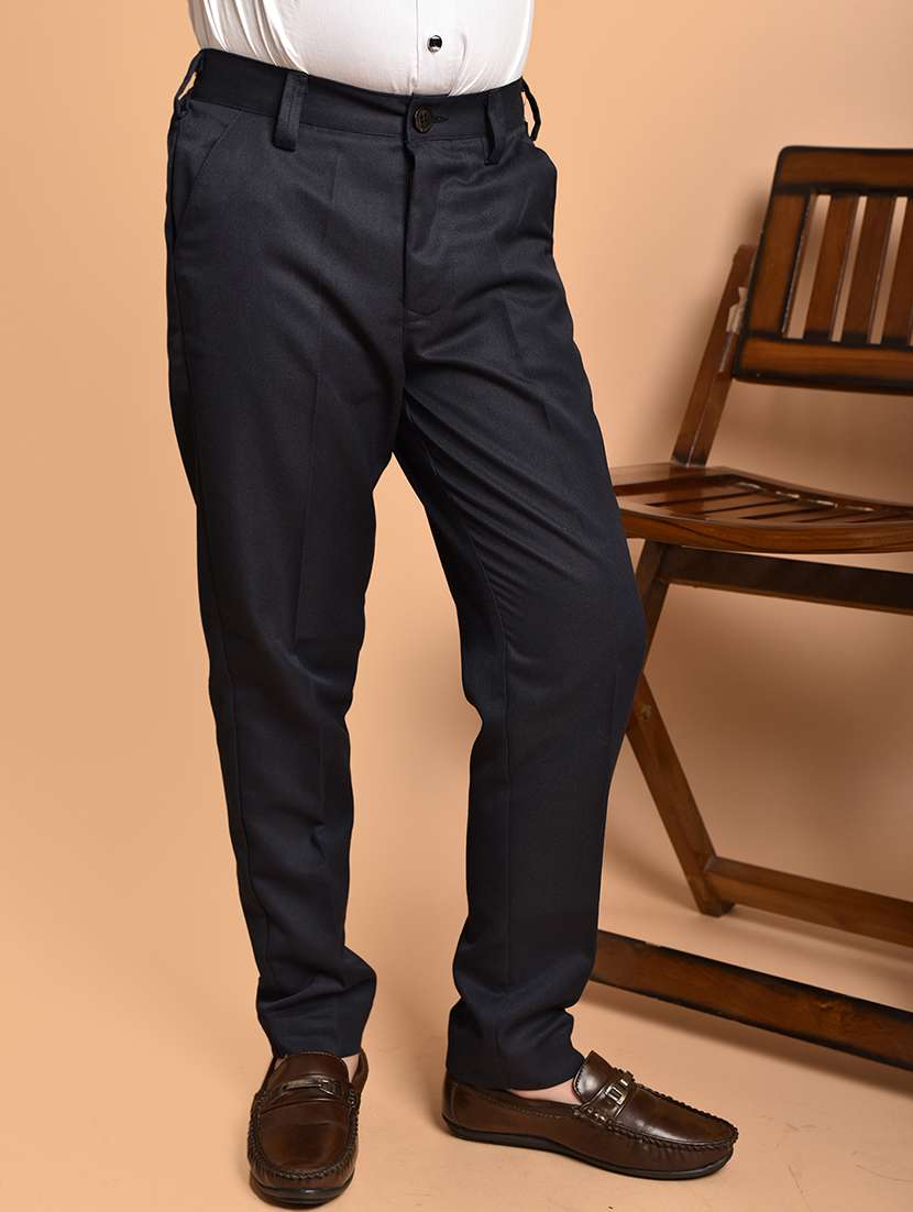 boys solid mid rise casual chinos