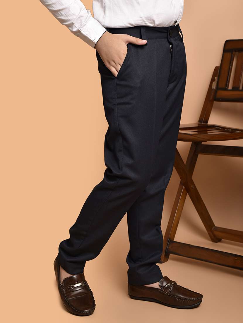 boys solid mid rise regular fit trouser  - 21786366 -  Standard Image - 2