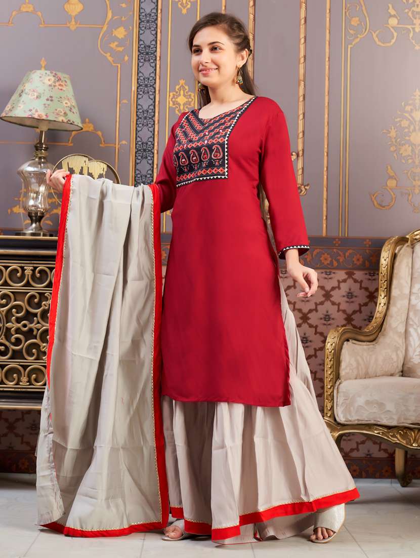 girls printed kurta and sharara with dupatta - 21786454 -  Standard Image - 2