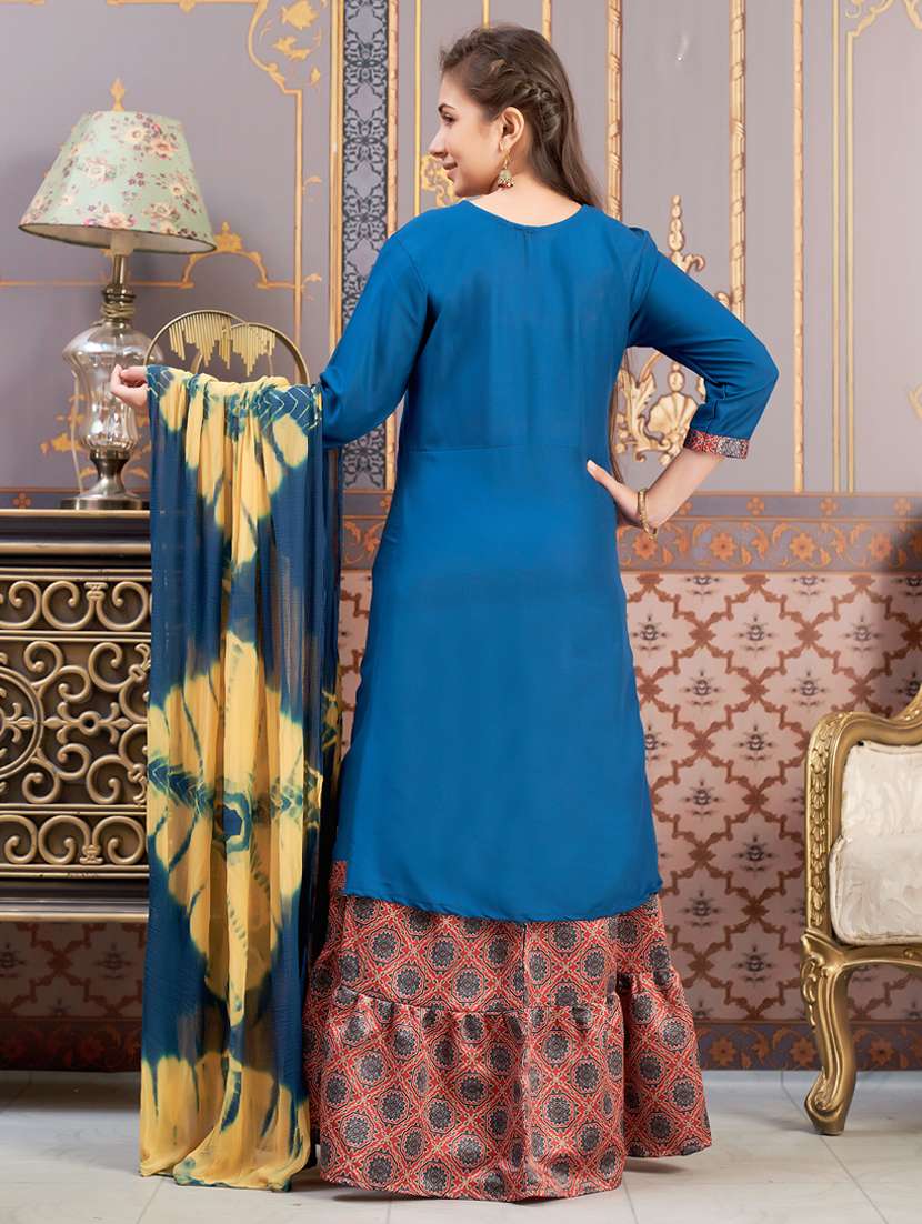 girls printed kurta and sahara with dupatta - 21786459 - Standard Image - 2
