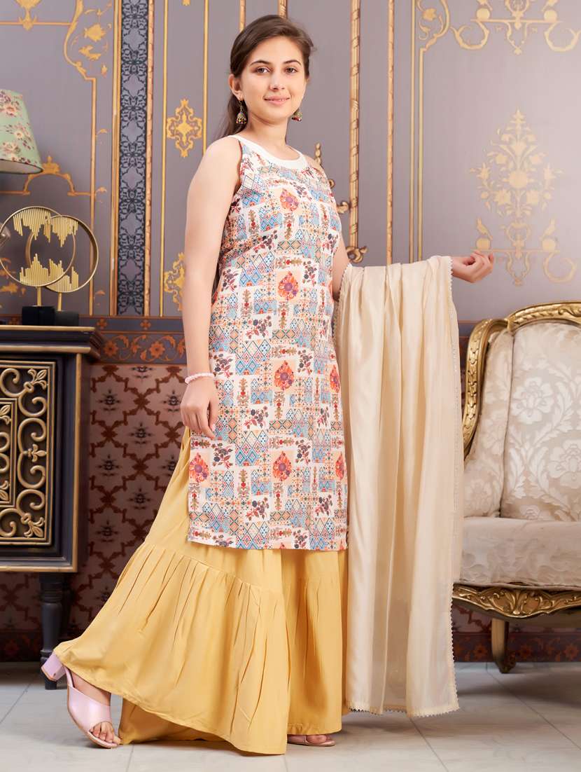 girls printed kurta and sharara with dupatta - 21786460 -  Standard Image - 2