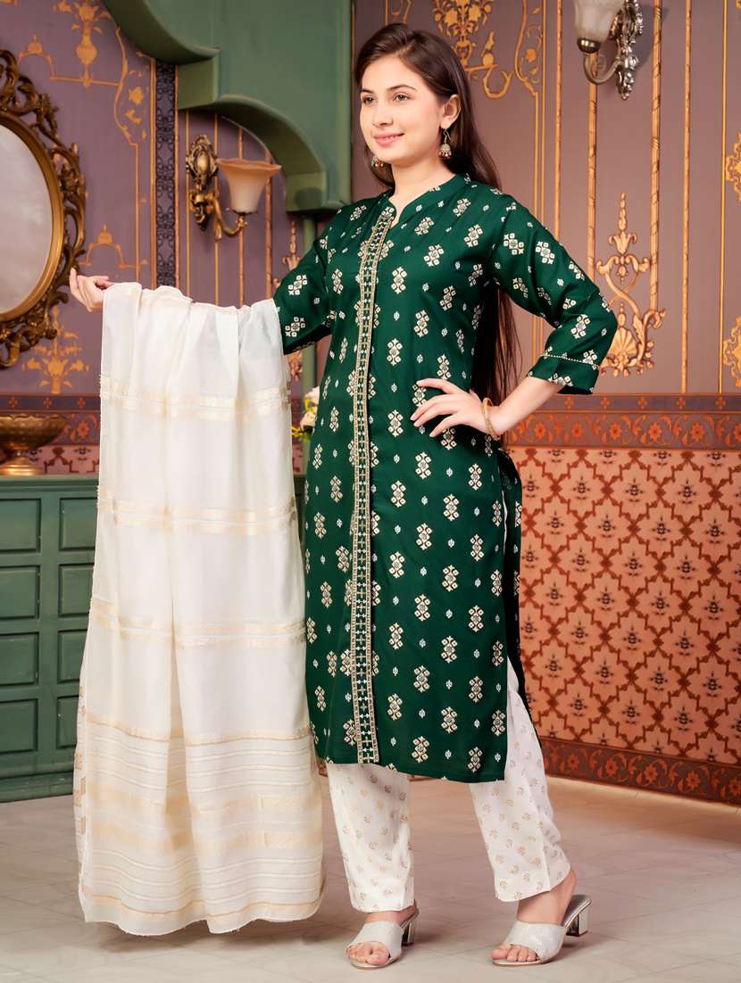 girls printed kurta and palazzo with dupatta - 21786469 -  Standard Image - 2