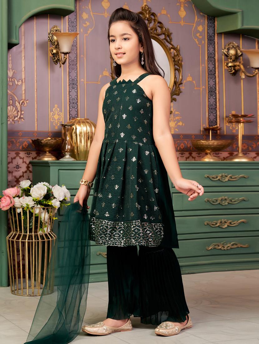 girls self designed kurta and sharara with dupatta - 21786494 - Standard Image - 2