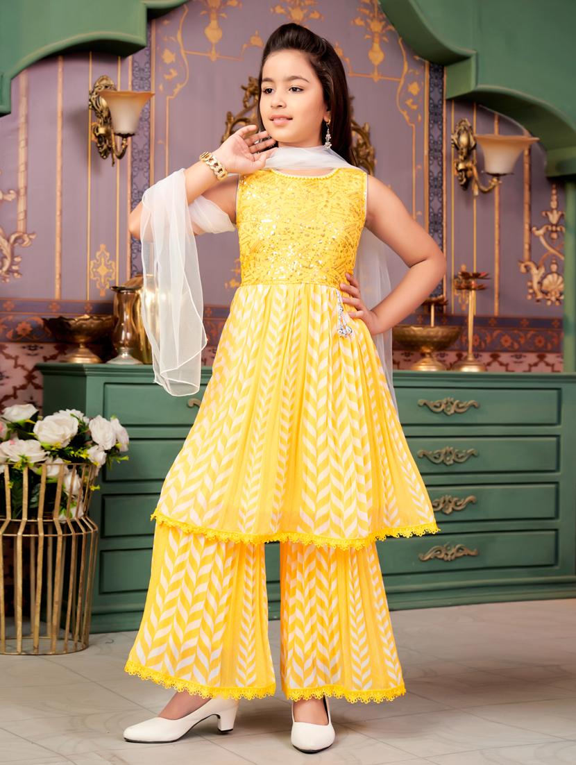 girls printed kurta and sharara with dupatta - 21786496 - Standard Image - 2