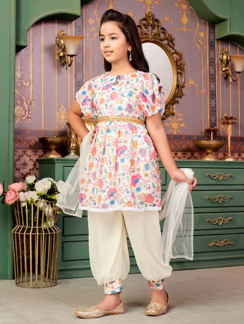 girls printed kurta and salwar with dupatta - 21786508 - Standard Image - 2