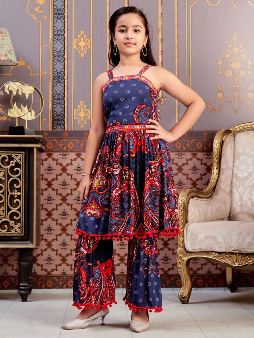 girls printed sleeveless kurta and sharara set - 21786515 -  Standard Image - 2