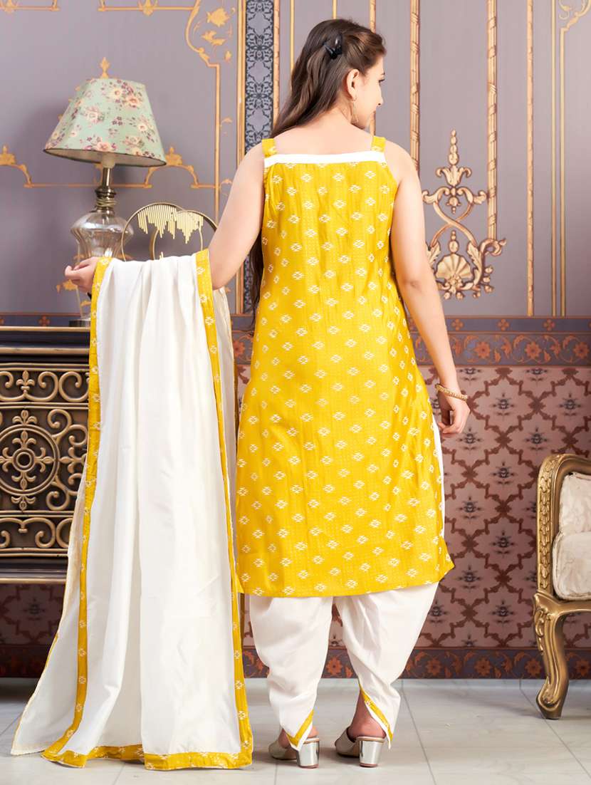 girls printed kurta and dhoti with dupatta   - 21786523 -  Standard Image - 2