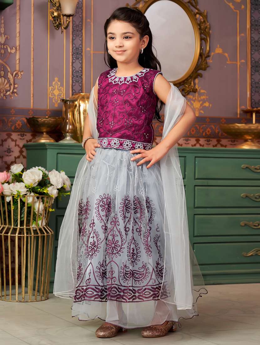 girls embroidered sleeveless lehenga choli - 21786548 -  Standard Image - 2