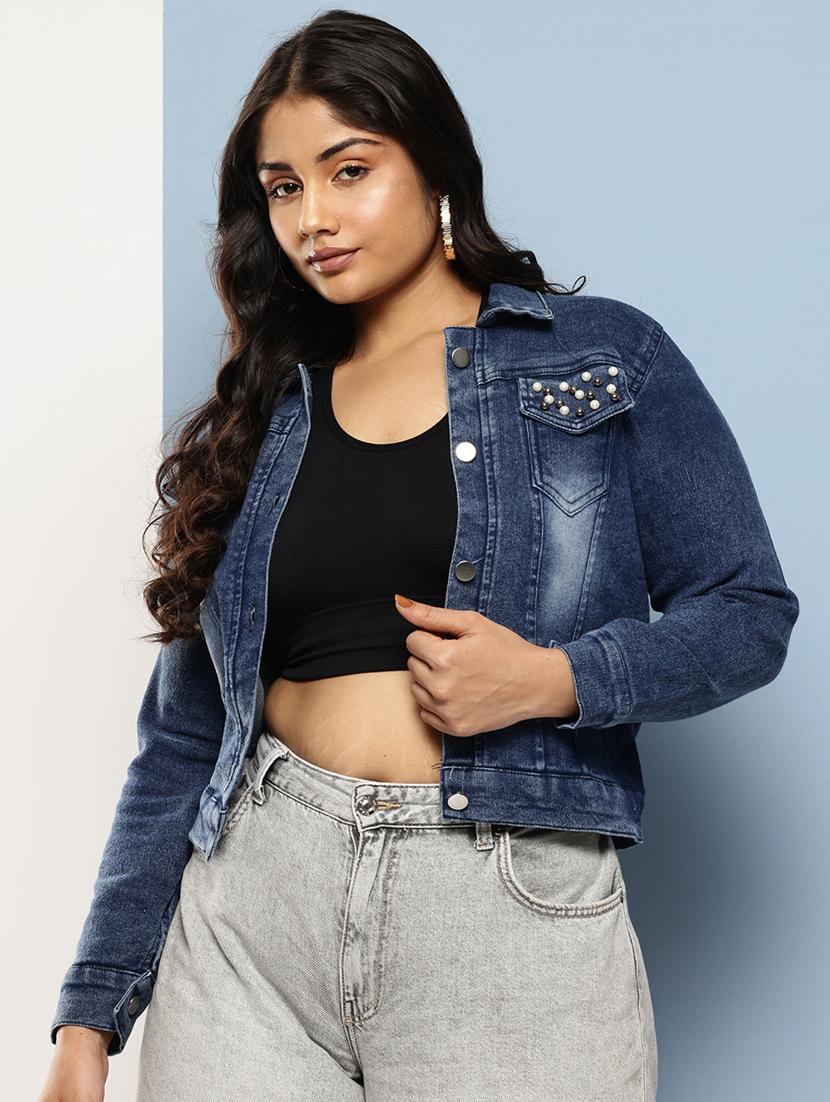 women embellished long sleeves denim jacket - 21786605 - Zoom Image - 0