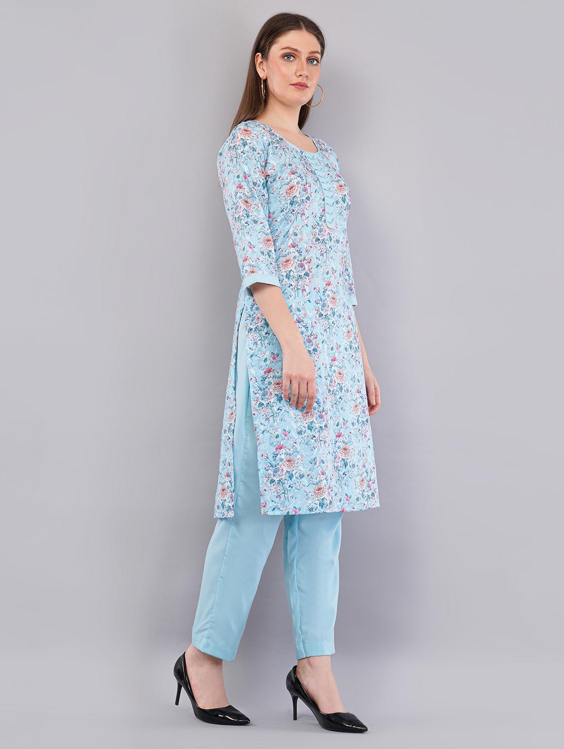 women three quarter sleeve kurta pant with dupatta set - 21786750 - Standard Image - 2