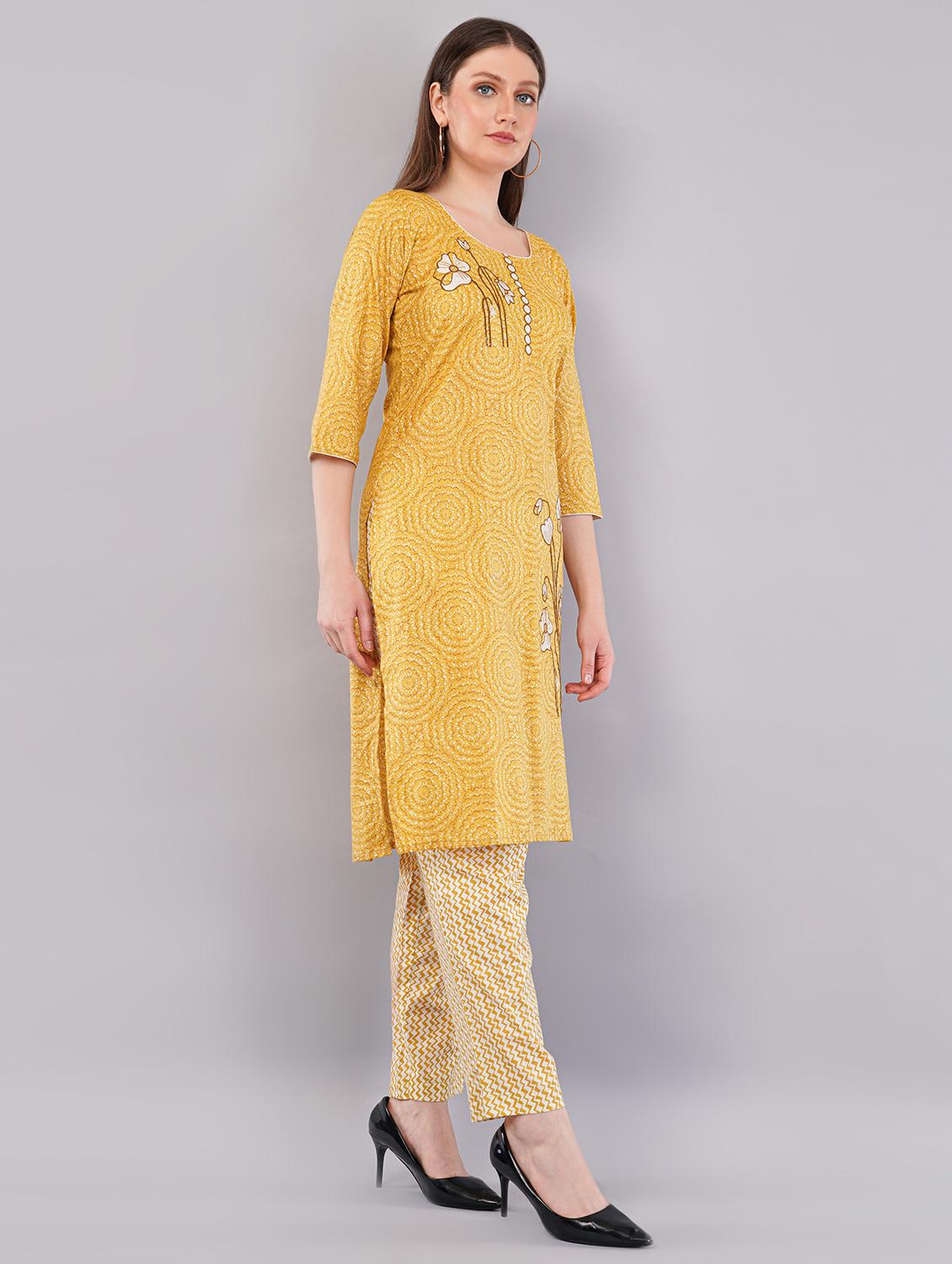 women three quarter sleeve kurta pant with dupatta set - 21786755 - Standard Image - 2