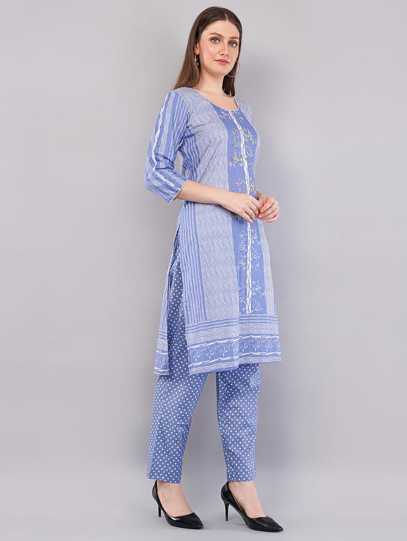 women three quarter sleeve kurta pant with dupatta set - 21786758 - Standard Image - 2