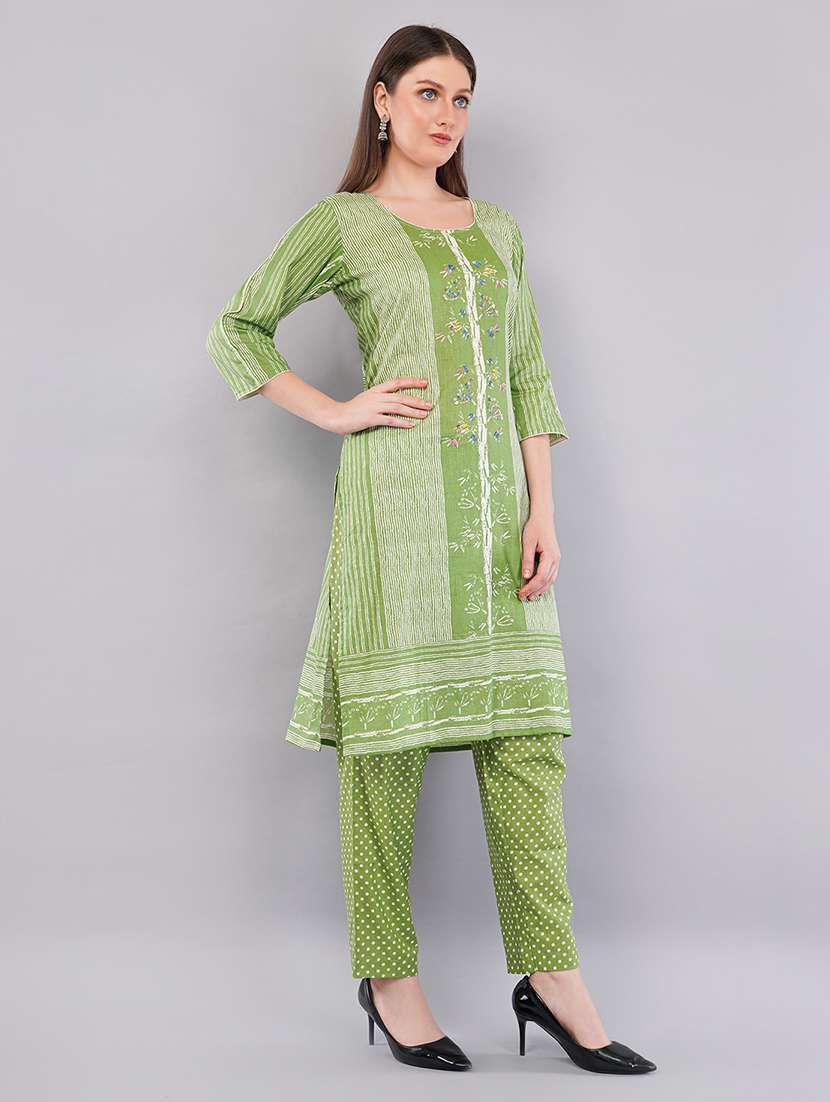 women three quarter sleeve kurta pant with dupatta set - 21786761 -  Standard Image - 2