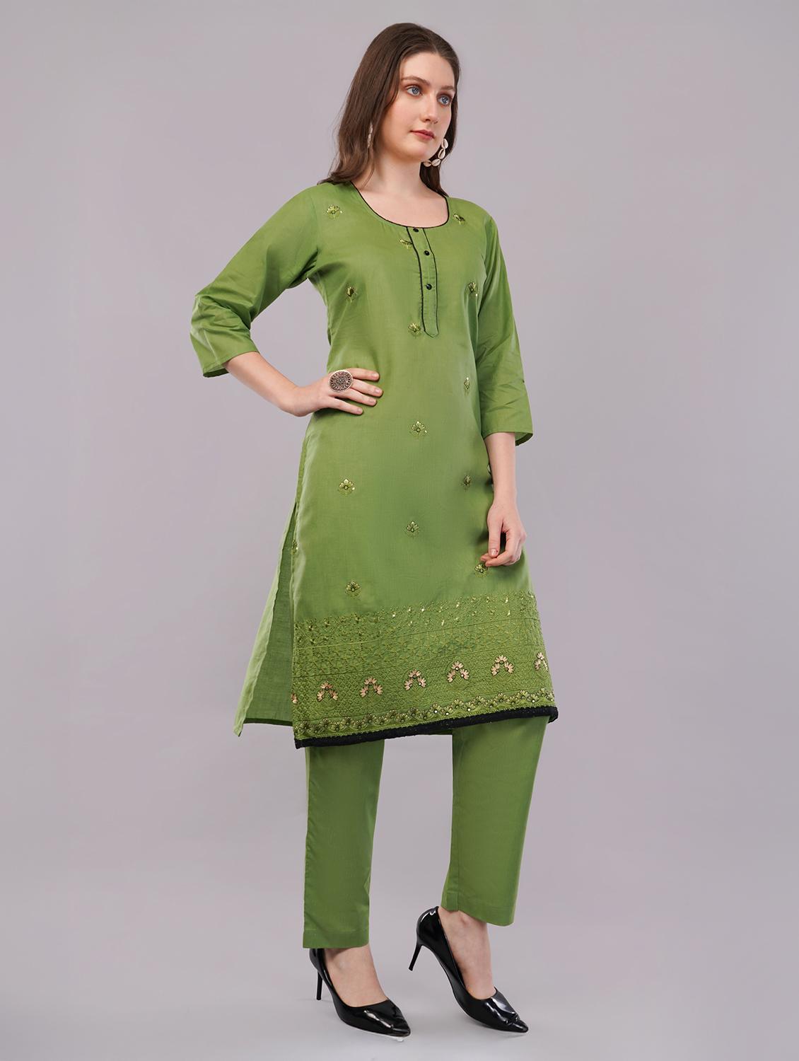 women three quarter sleeve kurta pant with dupatta set - 21786763 - Standard Image - 2