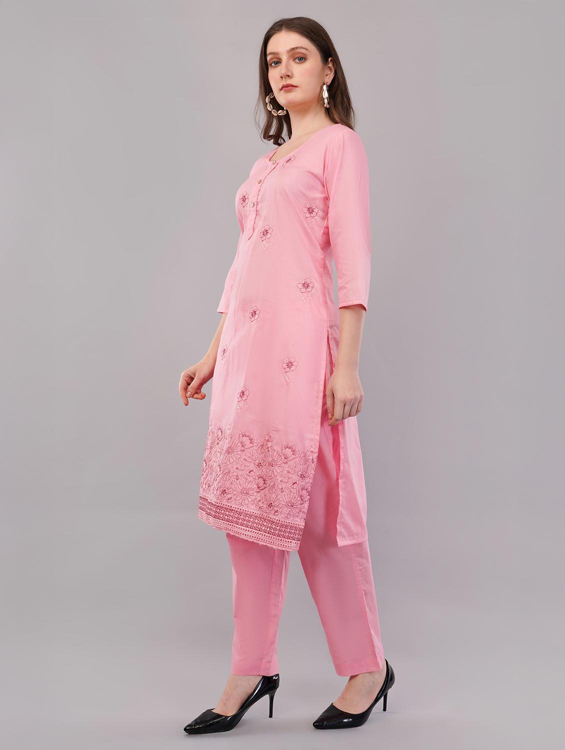 women three quarter sleeve kurta pant with dupatta set - 21786772 - Standard Image - 2