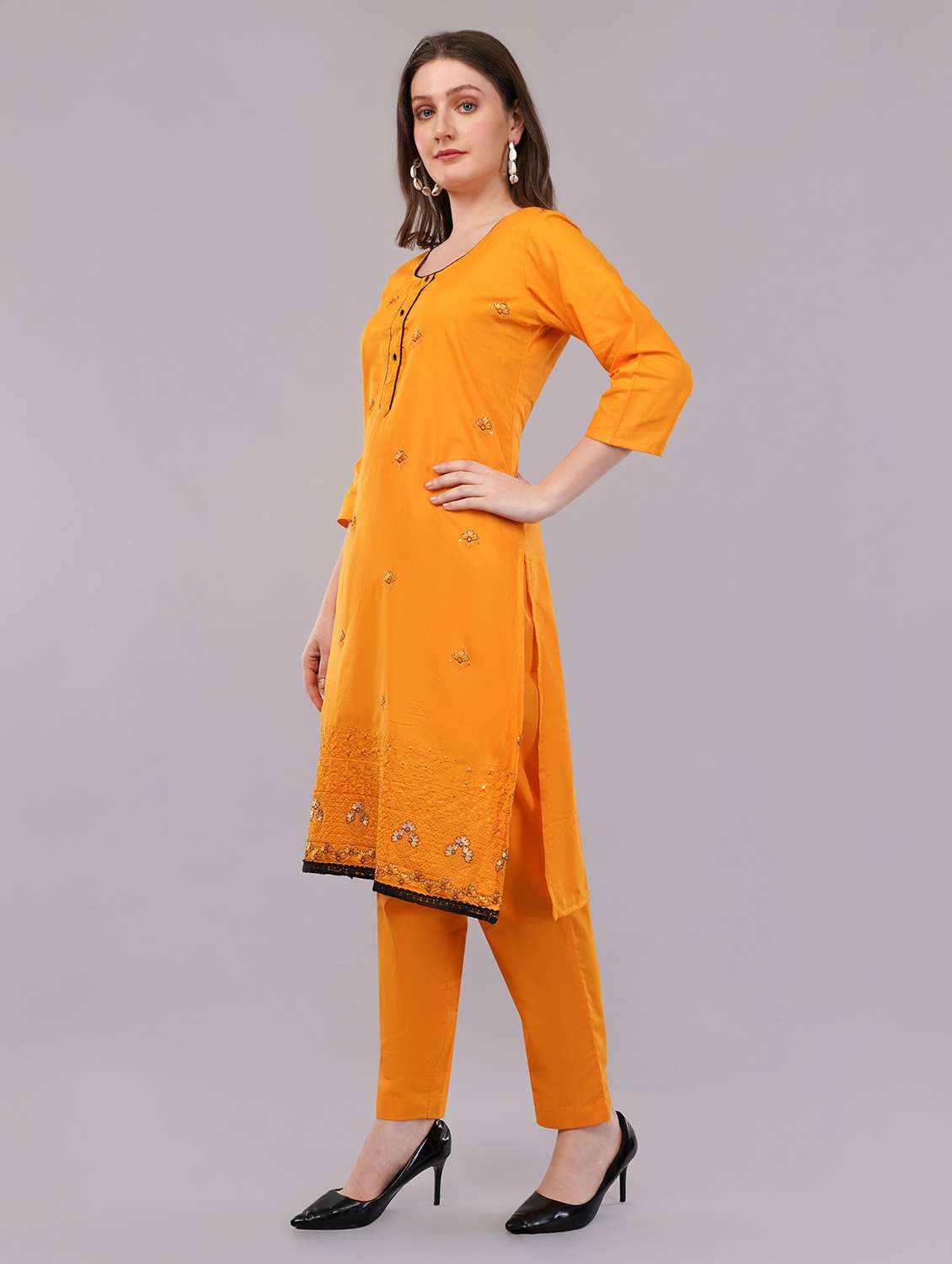 women three quarter sleeve kurta pant with dupatta set - 21786773 -  Standard Image - 2