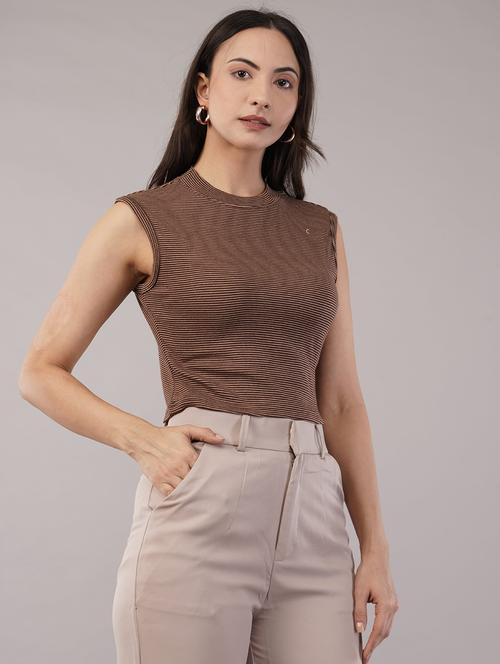 women striped sleeveless crop top - 21786838 - Standard Image - 0