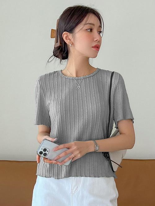 women solid short sleeves regular top - 21787057 - Standard Image - 0