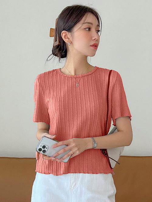 women solid short sleeves regular top - 21787059 - Standard Image - 0