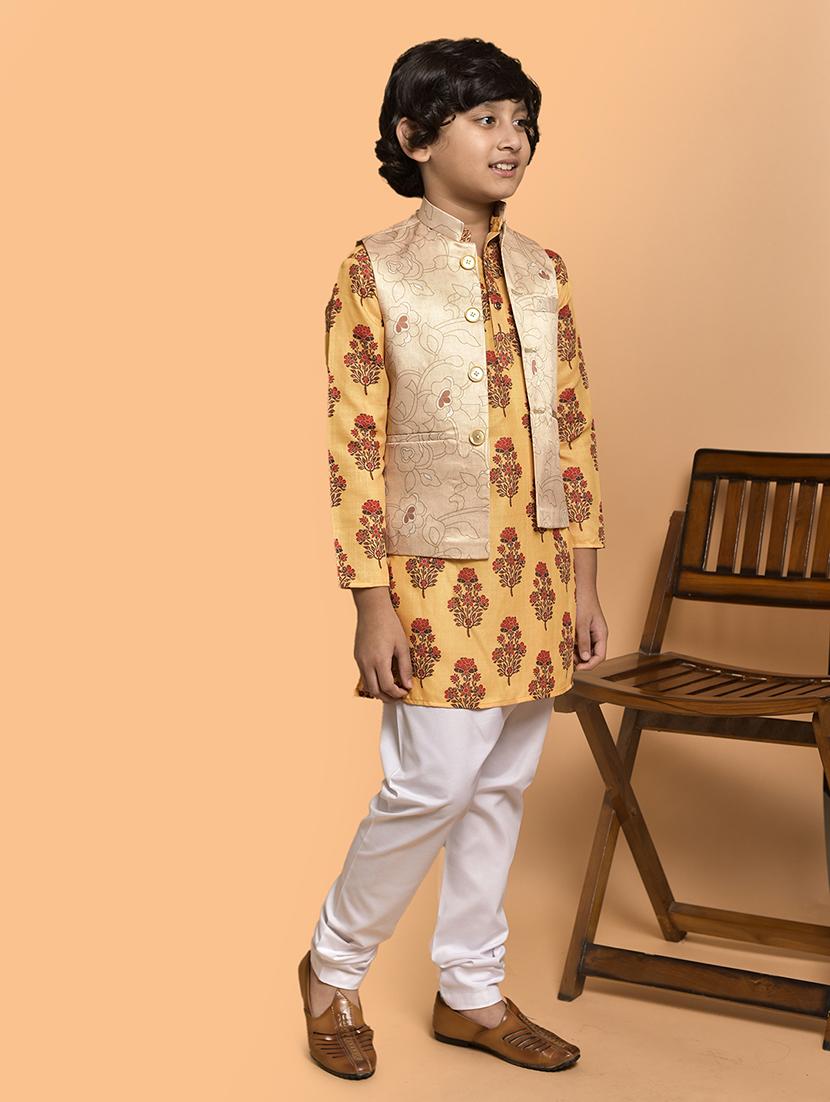 yellow silk blend kurta sets kurtas & set - 21787182 - Standard Image - 2
